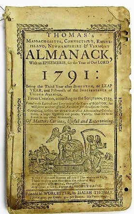 Item #33545 THOMAS'S MASSACHUSETTS, CONNECTICUT, RHODE-ISLAND, NEWHAMPSHIRE & VERMONT ALMANACK, WITH AN EPHEMERIS, FOR THE YEAR OF OUR LORD 1791. Isaiah Thomas, Daniel George.