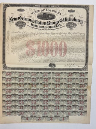 Item #33610 RAILROAD MORTGAGE BOND: NO. 7585| NEW ORLEANS, BATON ROUGE & VICKSBURG RAILROAD...