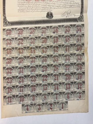 RAILROAD MORTGAGE BOND: NO. 7585| NEW ORLEANS, BATON ROUGE & VICKSBURG RAILROAD COMPANY. FIRST MORTGAGE SEVEN PER CENT. LAND GRANT AND SINKING FUND GOLD BOND. | $1,000 or L200.| PRINCIPAL PAYABLE SEPTEMBER 1ST, 1902. INTEREST PAYABLE MARCH 1ST AND SEPT. 1ST, IN NEW YORK OR LONDON AS HOLDER MAY ELECT. TRUSTEES CERTIFICATE. THE UNION TRUST COMPANY HEREBY CERTIFIES THAT THIS IS ONE OF A SERIES OF TWELVE THOUSAND BONDS REFERRED TO IN THE WITHIN MENTIONED ACT OF MORTGAGE. UNION TRUST COMPANY OF NEW YORK, BY... PRESIDENT.