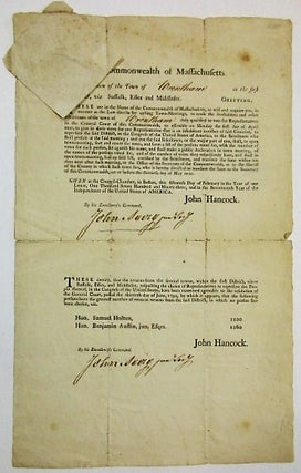 Item #34090 COMMONWEALTH OF MASSACHUSETTS. TO THE SELECTMEN OF THE TOWN OF [WRENTHAM] IN THE...