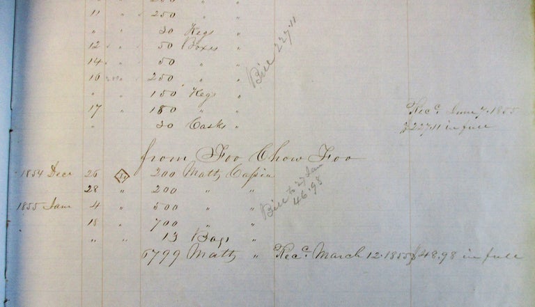 Item #34278 REGISTER OF HENRY P. HUSTED'S WATERFRONT IMPORTS WAREHOUSE, NEW YORK CITY, SEPTEMBER 1854 - APRIL 1859. Henry P. Husted.