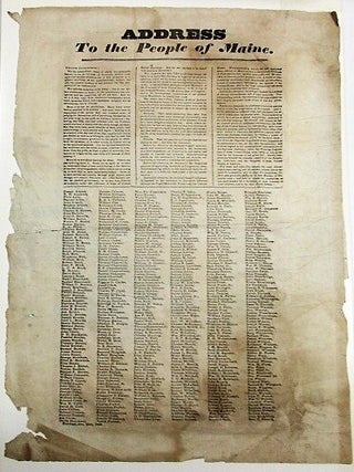 Item #34328 ADDRESS TO THE PEOPLE OF MAINE. FELLOW COUNTRYMEN! Maine