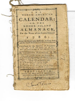 Item #34434 THE NORTH-AMERICAN CALENDAR: OR, THE RHODE-ISLAND ALMANACK, FOR THE YEAR OF OUR LORD...