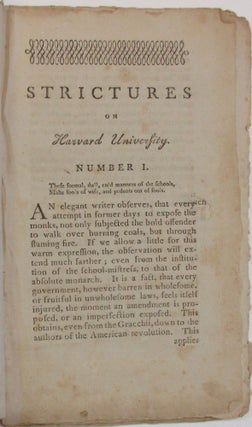 STRICTURES ON HARVARD UNIVERSITY. -- PERSONAL SATIRE IS WORTHY OF LITTLE NOTICE-- IT IS SELDOM JUST. BY A SENIOR.