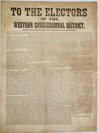 Item #34837 TO THE ELECTORS OF THE WESTERN CONGRESSIONAL DISTRICT. THE HON. WILKINS UPDIKE, OF...