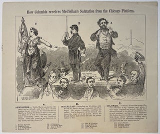Item #34855 HOW COLUMBIA RECEIVES McCLELLAN'S SALUTATION FROM THE CHICAGO PLATFORM. Election of 1864