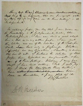Item #34910 AUTOGRAPH LETTER SIGNED, UNDATED, TO UNKNOWN RECIPIENT: "IN YESTERDAY'S PAPER, YOU...