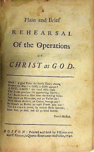 Item #35012 A PLAIN AND BRIEF REHEARSAL OF THE OPERATIONS OF CHRIST AS GOD. Joseph Seccombe.