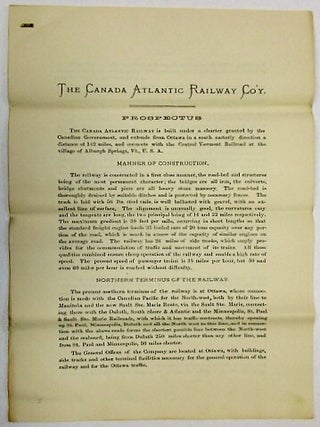 THE CANADA ATLANTIC RAILWAY COMPANY. INCORPORATED BY THE PARLIAMENT OF CANADA. CONTENTS. MAP OF THE RAILWAY. REPORT OF W. SHANLY, C.E. TRUST MORTGAGE DEED TO SECURE FIRST MORTGAGE BONDS. ACTS OF INCORPORATION OF THE RAILWAY.