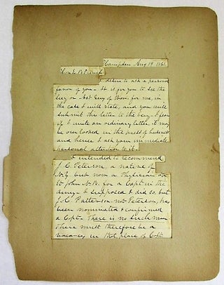 Item #35239 AUTOGRAPH LETTER SIGNED, ON PLAIN LINED PAPER, TO E.B. FRENCH, DATED AT HAMPDEN...