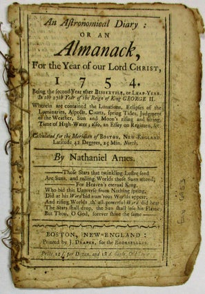 Item #35271 AN ASTRONOMICAL DIARY: OR AN ALMANACK FOR THE YEAR OF OUR LORD CHRIST, 1754......