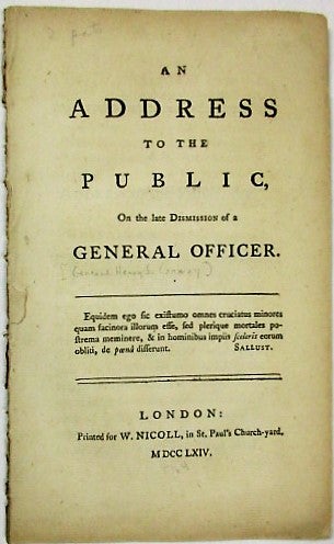 Item #36050 AN ADDRESS TO THE PUBLIC, ON THE LATE DISMISSION OF A GENERAL OFFICER. General Henry Seymour Conway, William Guthrie.