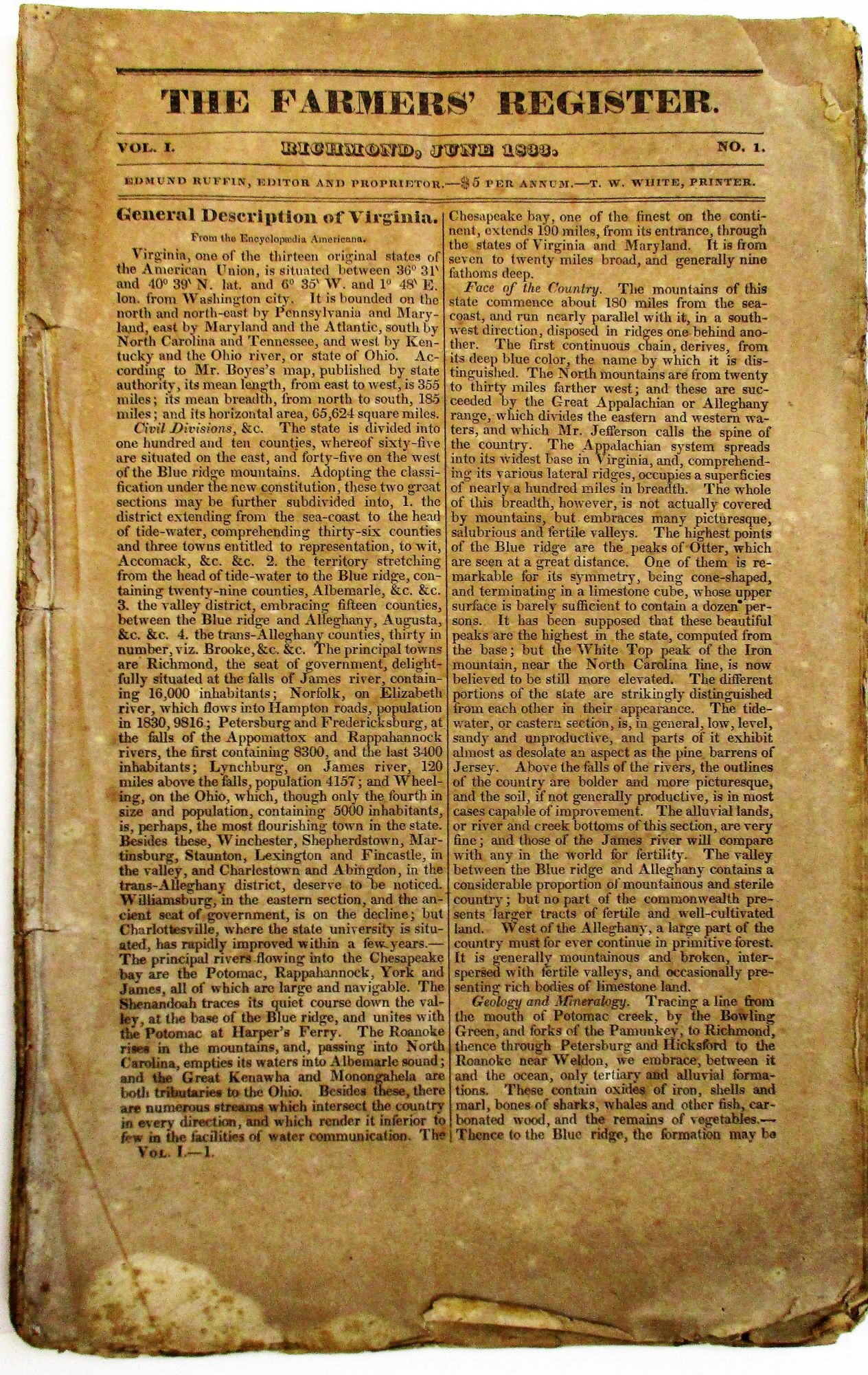 THE FARMERS' REGISTER. VOL. I. NO. 1 | Edmund Ruffin