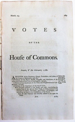 Item #36279 VOTES OF THE HOUSE OF COMMONS. VENERIS, 8 DIE FEBRUARII, 1788. Parliament