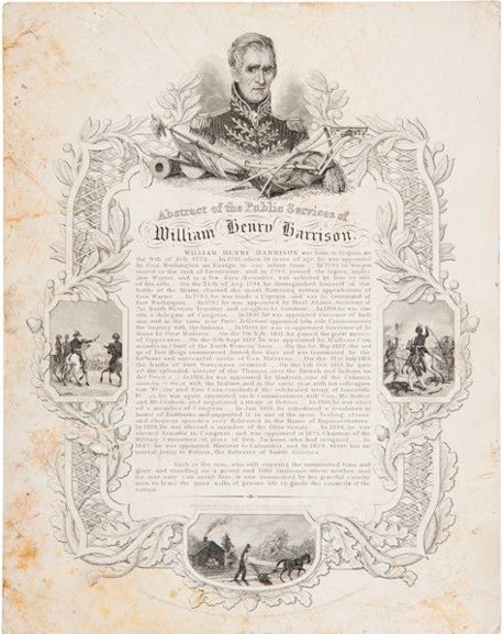 Item #36349 ABSTRACT OF THE PUBLIC SERVICES OF WILLIAM HENRY HARRISON. William Henry Harrison.