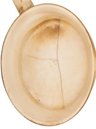 CAMPAIGN SOFT PASTE MUG WITH TRANSFER PORTRAITS OF "GENERAL TAYLOR" AND "WASHINGTON" ON EITHER SIDE, WITH GOLD TRIP AT LIP, BASE AND HANDLE.