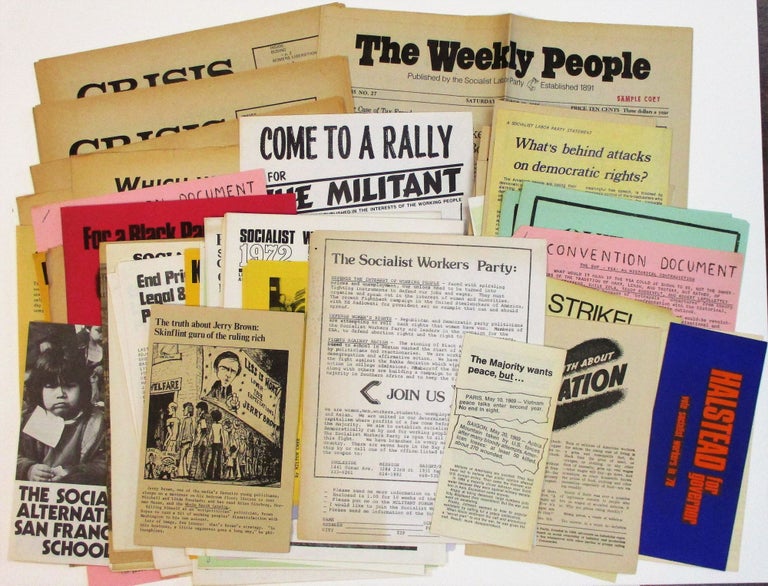 Item #36540 ABOUT FIFTY PAMPHLETS, BROADSIDES, NEWSPAPERS, MIMEOGRAPHED POLITICAL CAMPAIGN DOCUMENTS FROM THE SOCIALIST LABOR AND SOCIALIST WORKERS PARTIES IN THE BAY AREA DURING THE 1960'S AND 1970'S. San Francisco Radical Politics.