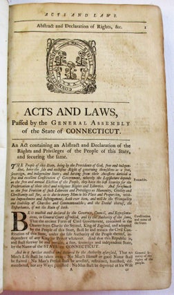ACTS AND LAWS OF THE STATE OF CONNECTICUT, IN AMERICA.