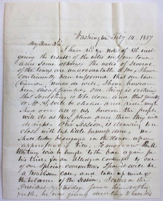 Item #36733 AUTOGRAPH LETTER SIGNED, TO COLONEL BENJAMIN SHAW OF FRANKLIN, MAINE, FROM...