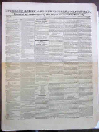 Item #36782 LITERARY CADET AND RHODE ISLAND STATESMAN. UPWARDS OF 4000 COPIES OF THIS PAPER ARE...