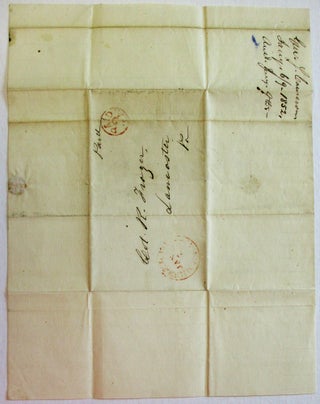 AUTOGRAPH LETTER SIGNED, DATED JAN. 6, 1852, TO COLONEL REAH FRAZER, LANCASTER, PENNSYLVANIA: "DEAR COL., I WISH YOU WOULD SEND MR. CASS A COPY OF THE INTELLIGENCER OF TODAY, WITH THE ARTICLE MARKED, WHICH REFERS TO THE OCTOBER ELECTIONS. "I SHALL SEE A NUMBER OF PERSONS AT BAINBRIDGE TOMORROW, ATTENDING --- SALE, AND WILL DO ALL I CAN. "WE MUST FIGHT ON TILL THE END. | TRULY YOURS | SIMON CAMERON "COL. FRAZER" .