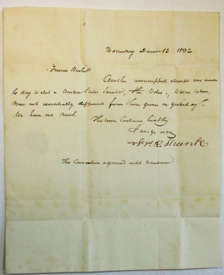 Item #36801 AUTOGRAPH LETTER SIGNED, DATED AT HARRISBURG, PA., DECEMBER 12, 1832, TO JOHN BUCHER,...
