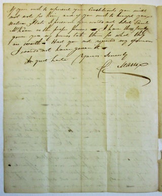 AUTOGRAPH LETTER SIGNED FROM BEDFORD, PA., 5 DECEMBER 1833, TO SAMUEL M. BARCLAY, HARRISBURG, DISCUSSING HIS OPPOSITION TO SAMUEL MCKEAN, CANDIDATE FOR THE U.S. SENATE SEAT VACATED BY GEORGE DALLAS: "DEAR SIR, I REC'D THIS MORNING YOUR LETTER OF SAME AND THANK YOU FOR THE INFORMATION IT CONTAINED. WITH THE ELECTION OF SPEAKER I AM PLEASED, MR. FINDLAY IS A YOUNG GENTLEMAN OF TALENTS - HIS INTEGRITY UNQUESTIONABLE, HE IS A GENUINE DEMOCRAT, AND THE SON OF MY OLD AND WORTHY FRIEND - THERE COULD NOT HAVE BEEN A SELECTION MORE GRATIFYING TO ME. IT WAS WITH GREAT PLEASURE I VOTED FOR HIS FATHER FOR U.S. SENATOR, AND IT WOULD HAVE AFFORDED ME MUCH PLEASURE TO VOTE FOR HIS SON FOR SPEAKER HAD I BEEN PLACED IN A SITUATION TO DO SO. "WITH RESPECT TO U.S. SENATOR, MR. SERGEANT THO A MAN OF EMINENT TALENTS AND STERN INTEGRITY HAS NO EARTHLY CHANCE OF AN ELECTION, AND HE HAS NOT MANY FRIENDS AMONG YOUR CONSTITUENTS, OF COURSE IT COULD HARDLY BE EXPECTED THAT YOU WOULD VOTE FOR HIM. RUSH, DUANE OR MUHLENBERG IN MY HUMBLE OPINION WOULD BE THE CANDIDATES FOR YOU TO SELECT FROM AND SUPPORT. MCKEAN HAS NO FRIENDS IN THIS COUNTY IN ANY PARTY (JOB MANN EXCEPTED) YOU KNOW THE ACTIVE THOROUGHGOING JACKSON MEN ARE OPPOSED TO HIM ... SO ARE A MAJORITY OF THE NATIONALS, HIS TALENTS ARE NOT SUPERIOR TO THE OTHERS - UNDER THESE CIRCUMSTANCES WHY SUPPORT HIM - IF YOU WISH TO REPRESENT YOUR CONSTITUENTS, YOU WILL NOT VOTE FOR HIM; AND IF YOU WANT TO BENEFIT YOUR NATIVE STATE I PRESUME YOU WOULD NOT SELECT SAML MCKEAN AS THE PROPER PERSON. I HAVE THUS FREELY GIVEN YOU MY REASONS, TAKE THEM FOR WHAT THEY ARE WORTH. HAD YOU NOT REQUESTED MY OPINION I WOULD NOT HAVE GIVEN IT. . . [signed] D. MANN."