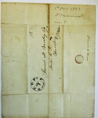 AUTOGRAPH LETTER SIGNED FROM BEDFORD, PA., 5 DECEMBER 1833, TO SAMUEL M. BARCLAY, HARRISBURG, DISCUSSING HIS OPPOSITION TO SAMUEL MCKEAN, CANDIDATE FOR THE U.S. SENATE SEAT VACATED BY GEORGE DALLAS: "DEAR SIR, I REC'D THIS MORNING YOUR LETTER OF SAME AND THANK YOU FOR THE INFORMATION IT CONTAINED. WITH THE ELECTION OF SPEAKER I AM PLEASED, MR. FINDLAY IS A YOUNG GENTLEMAN OF TALENTS - HIS INTEGRITY UNQUESTIONABLE, HE IS A GENUINE DEMOCRAT, AND THE SON OF MY OLD AND WORTHY FRIEND - THERE COULD NOT HAVE BEEN A SELECTION MORE GRATIFYING TO ME. IT WAS WITH GREAT PLEASURE I VOTED FOR HIS FATHER FOR U.S. SENATOR, AND IT WOULD HAVE AFFORDED ME MUCH PLEASURE TO VOTE FOR HIS SON FOR SPEAKER HAD I BEEN PLACED IN A SITUATION TO DO SO. "WITH RESPECT TO U.S. SENATOR, MR. SERGEANT THO A MAN OF EMINENT TALENTS AND STERN INTEGRITY HAS NO EARTHLY CHANCE OF AN ELECTION, AND HE HAS NOT MANY FRIENDS AMONG YOUR CONSTITUENTS, OF COURSE IT COULD HARDLY BE EXPECTED THAT YOU WOULD VOTE FOR HIM. RUSH, DUANE OR MUHLENBERG IN MY HUMBLE OPINION WOULD BE THE CANDIDATES FOR YOU TO SELECT FROM AND SUPPORT. MCKEAN HAS NO FRIENDS IN THIS COUNTY IN ANY PARTY (JOB MANN EXCEPTED) YOU KNOW THE ACTIVE THOROUGHGOING JACKSON MEN ARE OPPOSED TO HIM ... SO ARE A MAJORITY OF THE NATIONALS, HIS TALENTS ARE NOT SUPERIOR TO THE OTHERS - UNDER THESE CIRCUMSTANCES WHY SUPPORT HIM - IF YOU WISH TO REPRESENT YOUR CONSTITUENTS, YOU WILL NOT VOTE FOR HIM; AND IF YOU WANT TO BENEFIT YOUR NATIVE STATE I PRESUME YOU WOULD NOT SELECT SAML MCKEAN AS THE PROPER PERSON. I HAVE THUS FREELY GIVEN YOU MY REASONS, TAKE THEM FOR WHAT THEY ARE WORTH. HAD YOU NOT REQUESTED MY OPINION I WOULD NOT HAVE GIVEN IT. . . [signed] D. MANN."