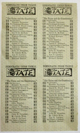 Item #36854 ORIGINAL SHEET OF FOUR 1864 ELECTION TICKETS FOR THE DEMOCRATIC PARTY'S NEW YORK...