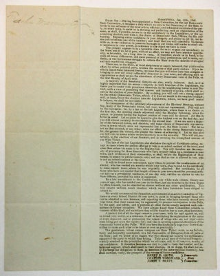 Item #36862 MIDDLETOWN, JAN. 29TH, 1846. DEAR SIR:- HAVING BEEN APPOINTED A STATE COMMITTEE BY...