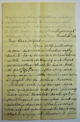Item #36917 AUTOGRAPH LETTER SIGNED TO "MY DEAR ALFRED," HIS PRINCETON CLASSMATE, VIVIDLY...