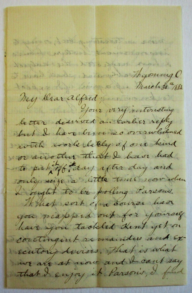 Item #36917 AUTOGRAPH LETTER SIGNED TO "MY DEAR ALFRED," HIS PRINCETON CLASSMATE, VIVIDLY DESCRIBING MURDERS, LAWLESSNESS, AND MOB VIOLENCE IN CINCINNATI. "THE CITY HAS NOT BEEN STIRRED UP SO SINCE THE WAR." Silas E. Hurin.