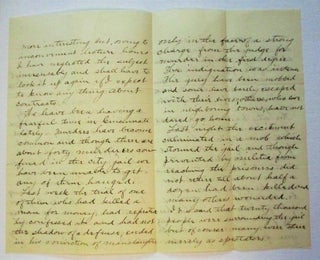 AUTOGRAPH LETTER SIGNED TO "MY DEAR ALFRED," HIS PRINCETON CLASSMATE, VIVIDLY DESCRIBING MURDERS, LAWLESSNESS, AND MOB VIOLENCE IN CINCINNATI. "THE CITY HAS NOT BEEN STIRRED UP SO SINCE THE WAR."