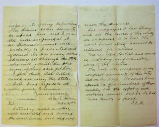 AUTOGRAPH LETTER SIGNED TO "MY DEAR ALFRED," HIS PRINCETON CLASSMATE, VIVIDLY DESCRIBING MURDERS, LAWLESSNESS, AND MOB VIOLENCE IN CINCINNATI. "THE CITY HAS NOT BEEN STIRRED UP SO SINCE THE WAR."