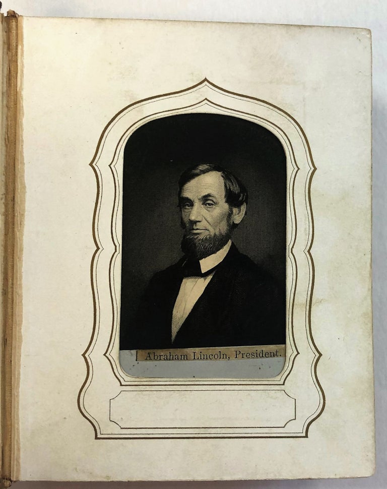 Item #37056 COLLECTION OF FORTY-EIGHT PORTRAIT ENGRAVINGS OF UNION AND CONFEDERATE LEADERS IN CARTE-DE-VISITE FORMAT, INSERTED INTO A PERIOD ALBUM. Civil War.