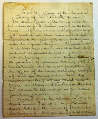 Item #37069 FOR THE OFFICER OF THE GUARD IN CHARGE OF THE BLOCK HOUSES ... FORT CORCORAN VA. JULY...