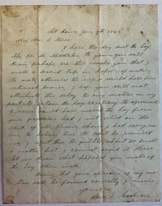 Item #37071 AUTOGRAPH LETTER, 9 JANUARY 1861, FROM BY SAM. L. COCHRAN, TO MAJOR WILLIAM S. MIREE,...