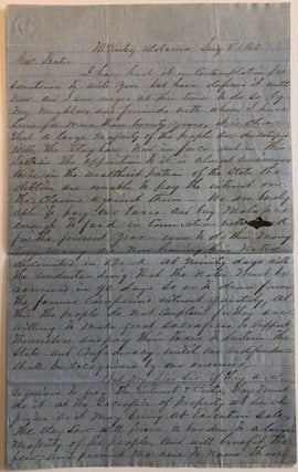 Item #37120 AUTOGRAPH LETTER SIGNED BY W.B. MCDOWELL OF McKINLEY ALABAMA, TO ALABAMA GOVERNOR...