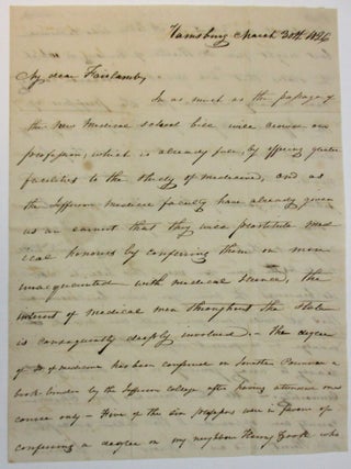 Item #37211 AUTOGRAPH LETTER SIGNED TO DR. FAIRLAMB, FROM WILLIAM HARRIS, A HARRISBURG PHYSICIAN,...