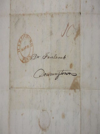 AUTOGRAPH LETTER SIGNED TO DR. FAIRLAMB, FROM WILLIAM HARRIS, A HARRISBURG PHYSICIAN, OPPOSING A BILL IN THE LEGISLATURE TO CREATE A NEW MEDICAL SCHOOL, WHICH WILL CAUSE THE CONFERRING OF MEDICAL DEGREES ON "MEN UNACQUAINTED WITH MEDICAL SCIENCE" AND "QUACKS."