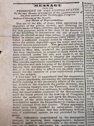 MESSAGE FROM THE PRESIDENT OF THE UNITED STATES TO THE TWO HOUSES OF CONGRESS AT THE COMMENCEMENT OF THE FIRST SESSION OF THE TWENTY-FIFTH CONGRESS.