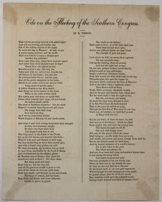 Item #37365 ODE ON THE MEETING OF THE SOUTHERN CONGRESS. Timrod, enry