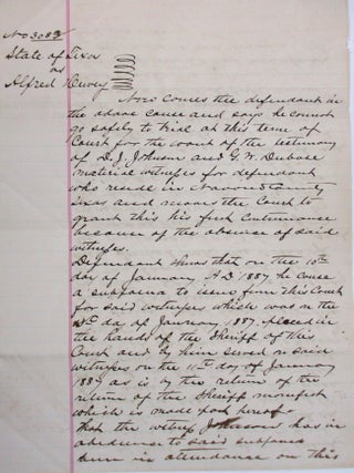 Item #37397 MOTION FOR CONTINUANCE FILED BY DEFENDANT, IN STATE OF TEXAS V. ALFRED HENRY, NO....