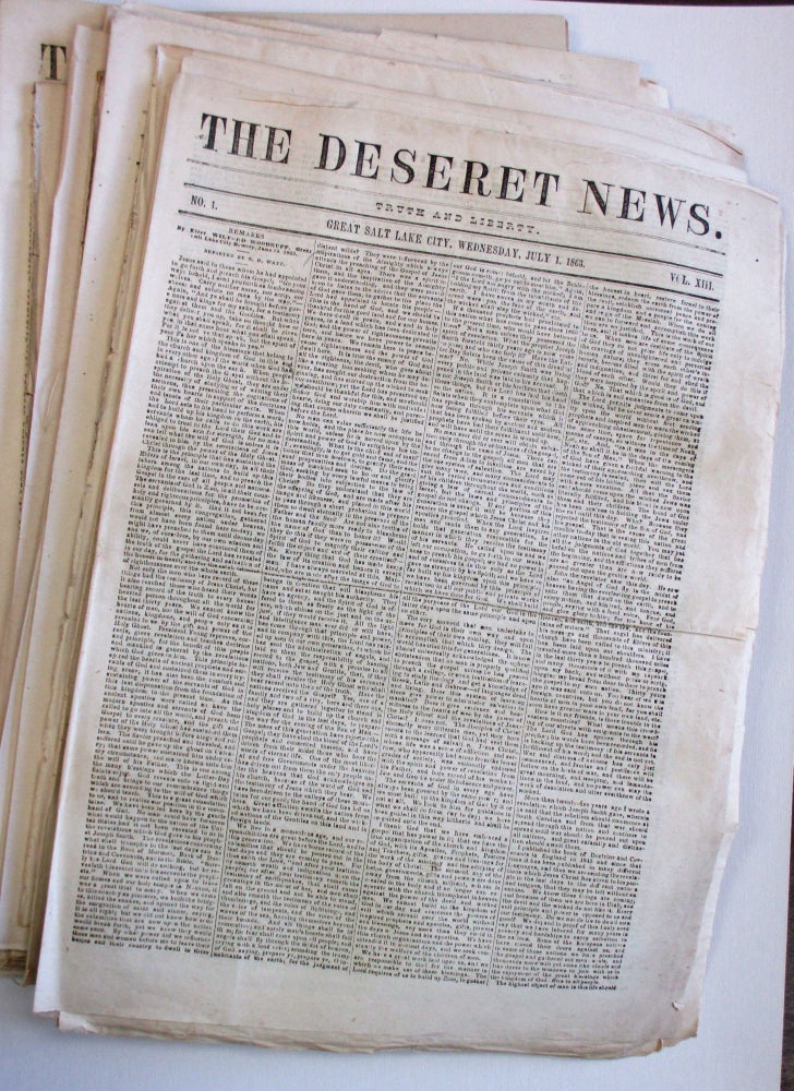 Item #37442 THE DESERET NEWS. TRUTH AND LIBERTY. Elias Smith, and Publisher.