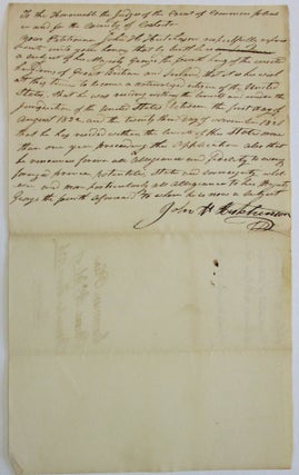 Item #37445 "TO THE HONOURABLE THE JUDGES OF THE COURT OF COMMON PLEAS IN AND FOR THE COUNTY OF...