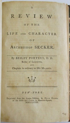 Item #37446 A REVIEW OF THE LIFE AND CHARACTER OF ARCHBISHOP SECKER. Beilby Porteus
