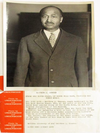 Item #37494 PHOTOGRAPH OF MATTHEW A. HENSON, "NEGRO WHO SAVED PEARY, OF NORTH POLE FAME, PROPOSED...