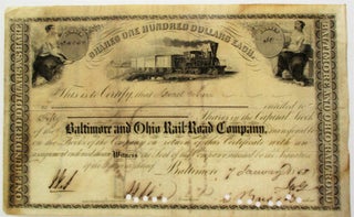 Item #37511 ENGRAVED BALTIMORE & OHIO RR STOCK CERTIFICATE CERTIFYING ISRAEL COHEN'S OWNERSHIP OF...