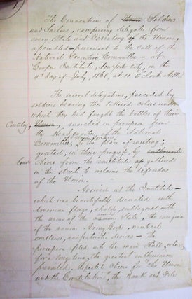 NATIONAL CONVENTION OF UNION SOLDIERS AND SAILORS HELD AT COOPER INSTITUTE, NEW YORK CITY, JULY 4, 1868:- WITH THE ADDRESS OF GEN. THOMAS EWING JR. PREPARED PURSUANT TO A RESOLUTION OF THE CONVENTION - BY COL. JAMES A. O'BEIRNE SECY NAT. EX. COMMITTEE.