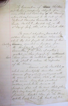 NATIONAL CONVENTION OF UNION SOLDIERS AND SAILORS HELD AT COOPER INSTITUTE, NEW YORK CITY, JULY 4, 1868:- WITH THE ADDRESS OF GEN. THOMAS EWING JR. PREPARED PURSUANT TO A RESOLUTION OF THE CONVENTION - BY COL. JAMES A. O'BEIRNE SECY NAT. EX. COMMITTEE.